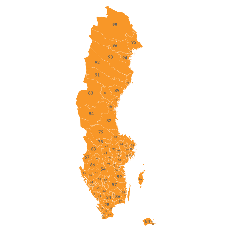 Postcodes voor transport Zweden